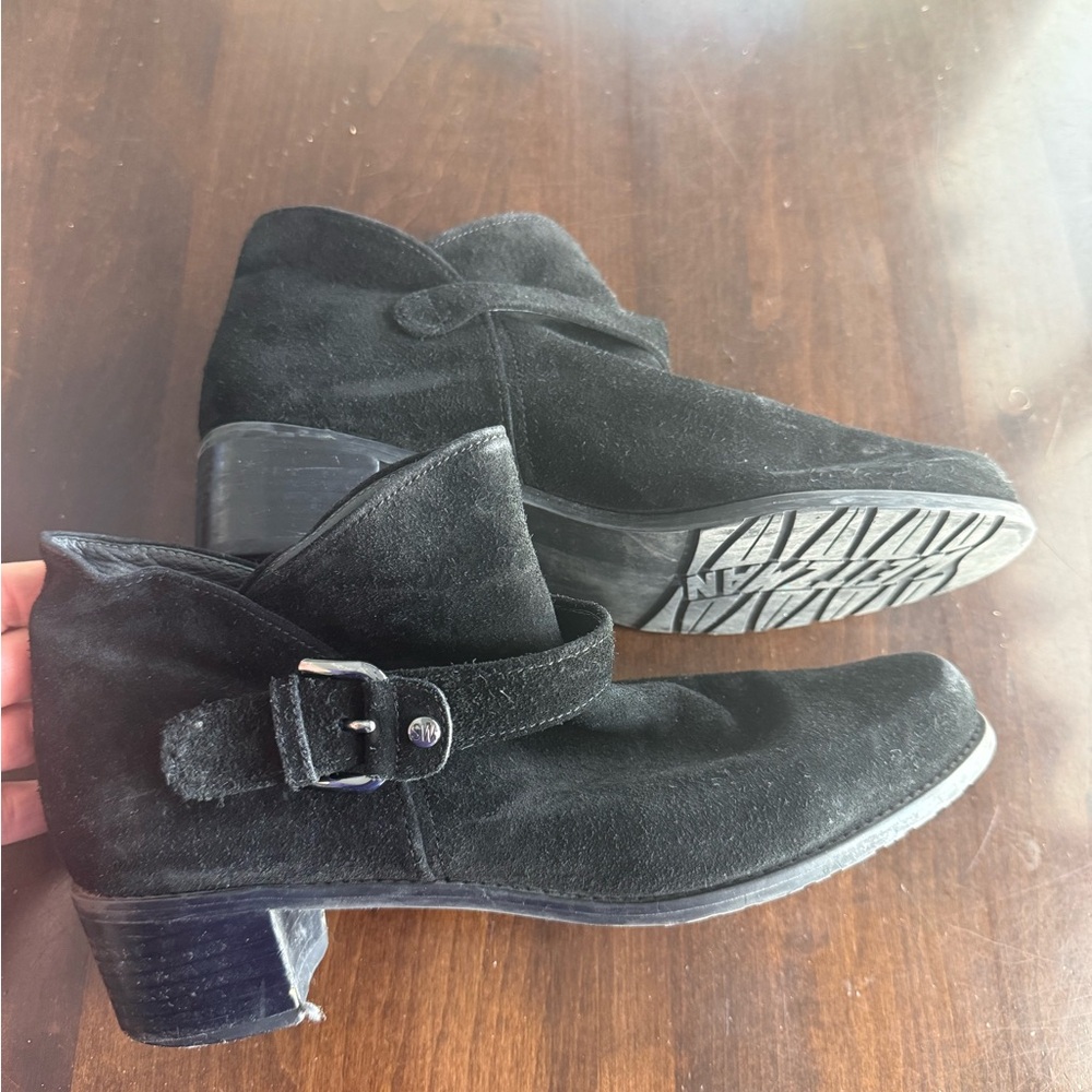 Stuart Weitzman Black Suede Ankle Boots